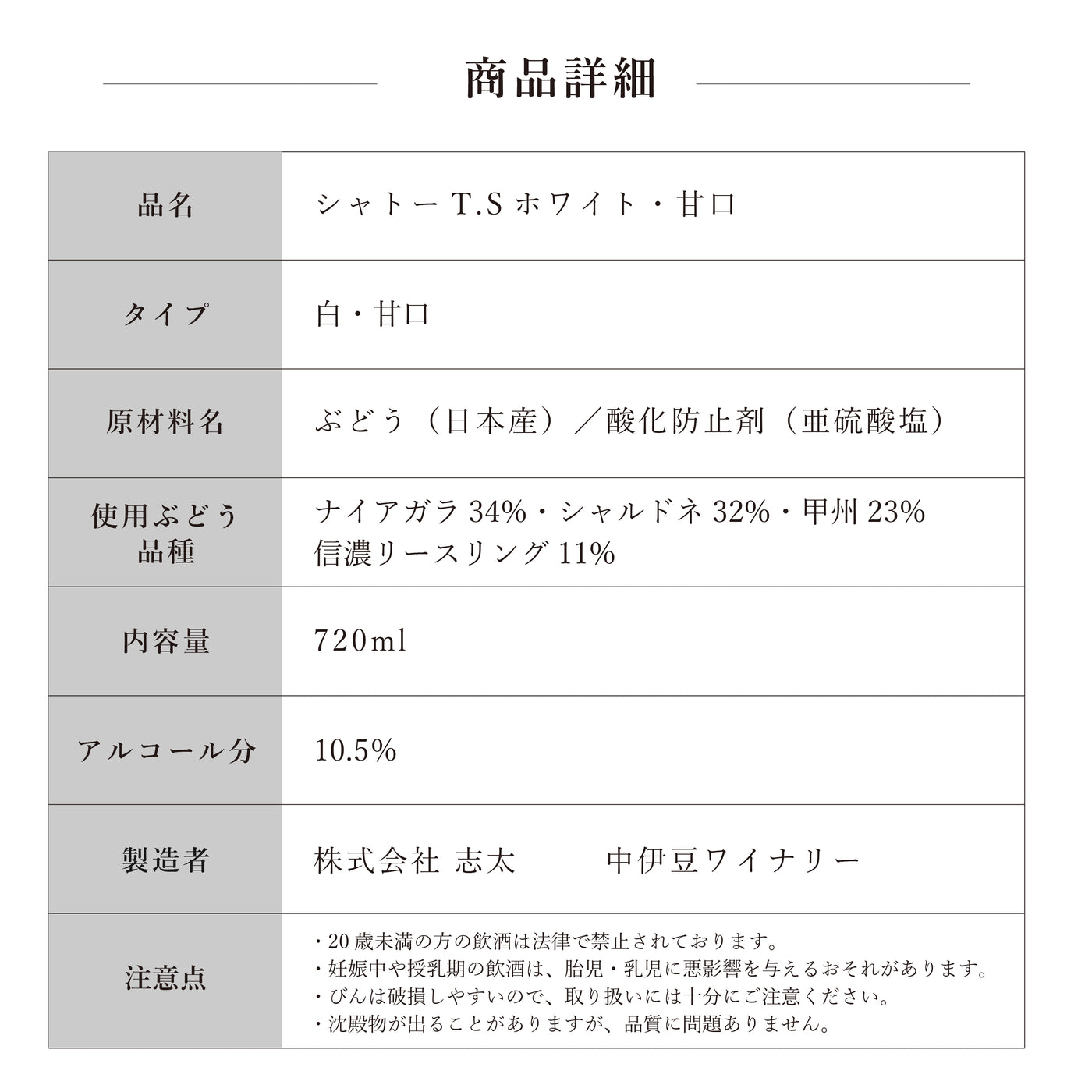 シャトーTSホワイト 甘口